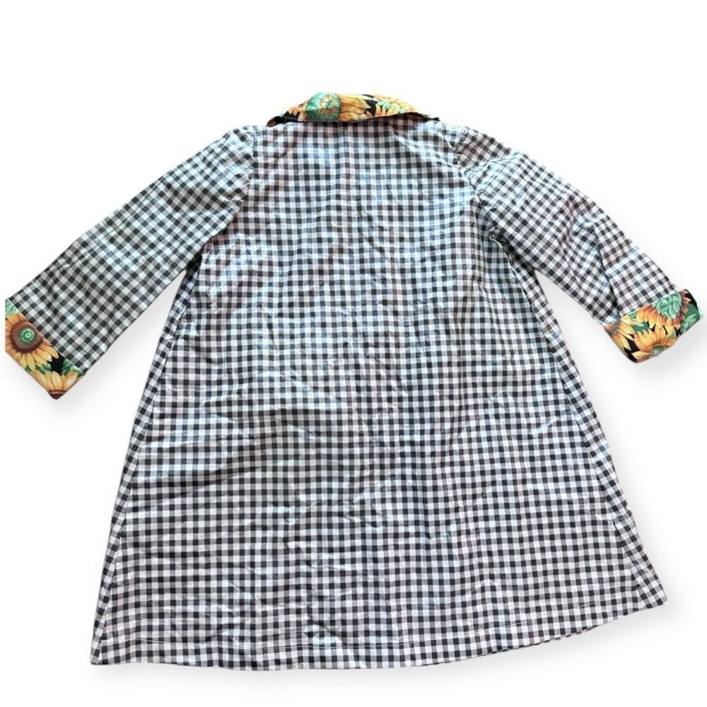 Vintage 90’s Girls Checkered Sunflower Rain Coat (Missing 2 Buttons) - Picture 4 of 7